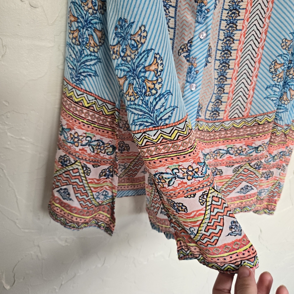 Tolani Bohemian Patterned Button Front Shift Dress - image 4